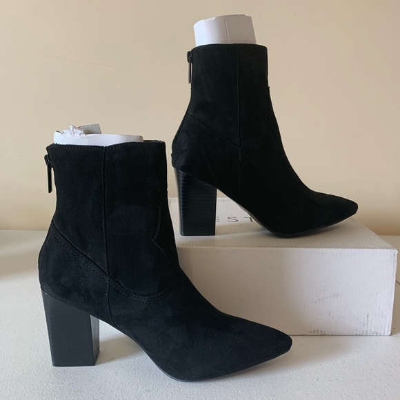 Beston Shoes - Beston Black Faux Suede Ankle Bootie Size 8